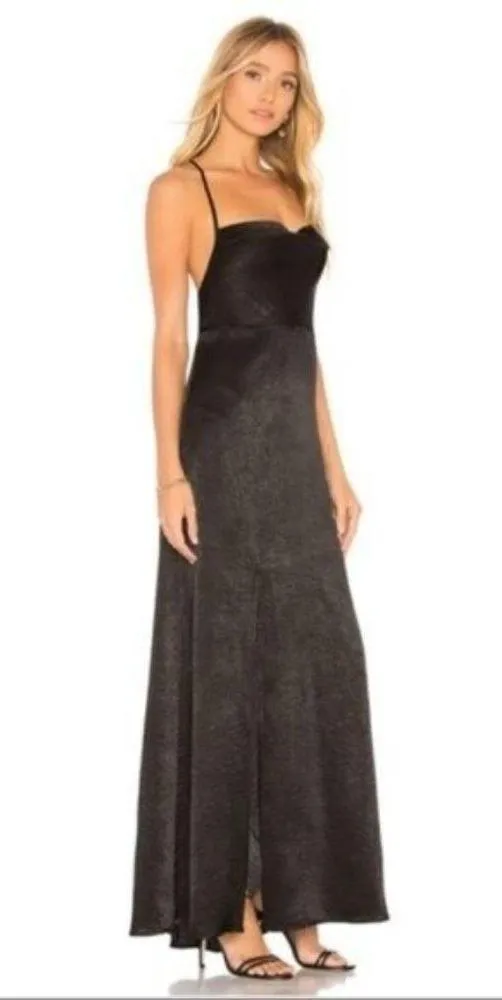 Show Me Your Mumu Black Winslet Cowl Satin Maxi Dress L - Image 3