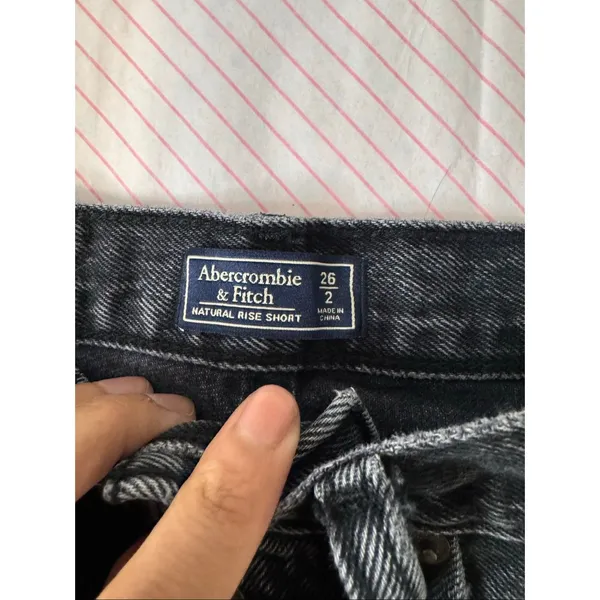 Abercrombie & Fitch Black High Button Fly Denim Shorts Womens Size 2 / 26 Frayed - Image 6
