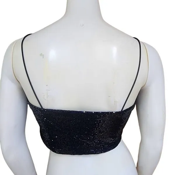 Rue 21 Black Sequined Handkerchief Cropped Top (M) - Image 6