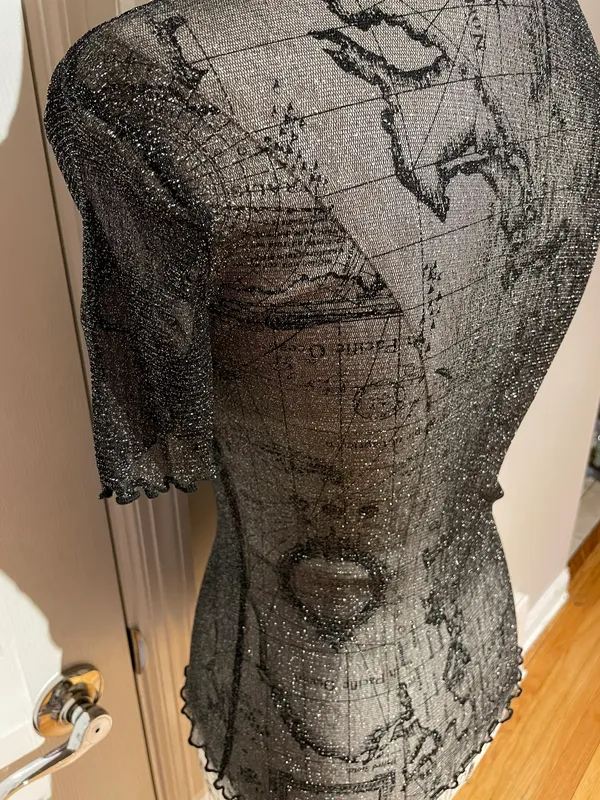 SheIn Sheer Shiny See Through Blouse Tee Short Sleeve Vintage Y2k Mesh Sparkle ✨ Whimsgoth - Image 6
