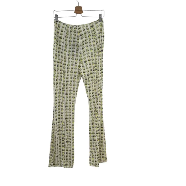 Meshki Nora Mesh Straight Leg‎ Pant Sheer Alien Print Cream Green Size XL - Image 8