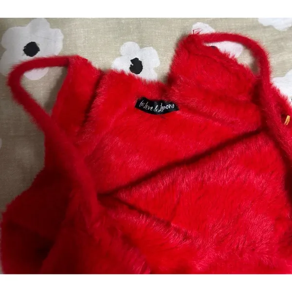 For love and lemons red fuzzy tank top set - Image 2
