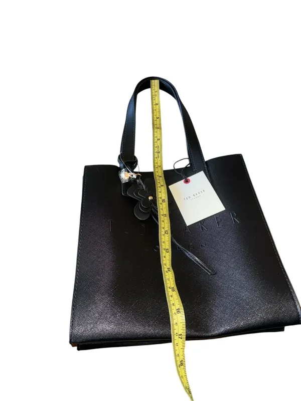 NWT Ted Baker London The Icon Black Embossed Small Tote With Flower Charm - Image 5