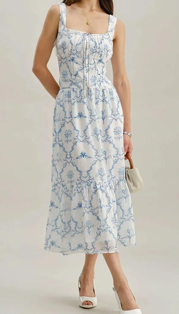 Rihoas White Floral Tiered Midi Skirt - Image 2
