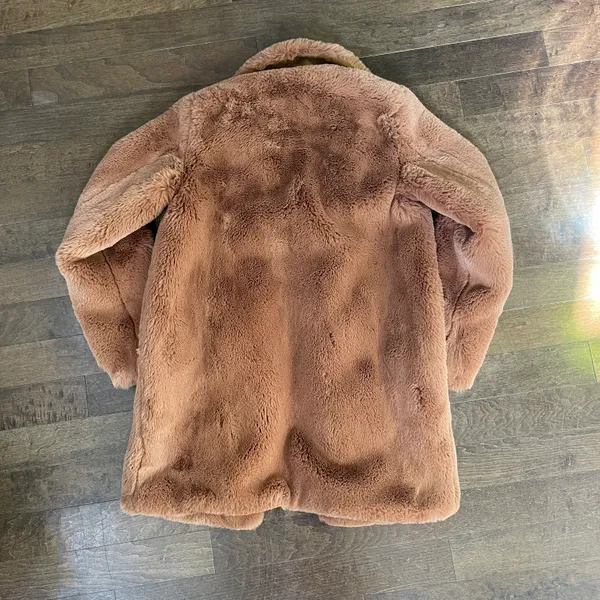 Zara outerwear soft brown fluffy faux fur coat jacket - Image 9