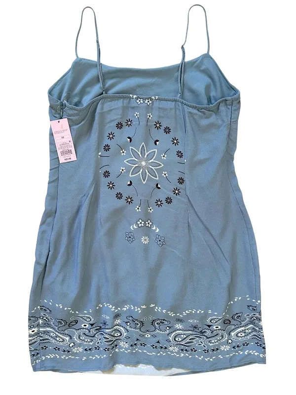Wild Fable Blue Bandana Paisley Mini Shift Dress Size XS Country Coastal - Image 4