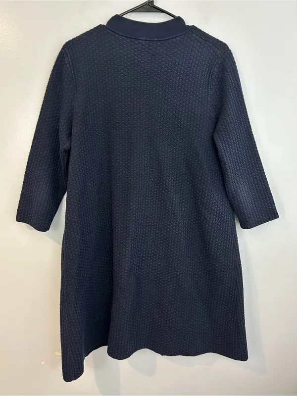 COS Textured Oversized Button Front Swing Navy Blue Large Cardigan Sweater Small - Image 6
