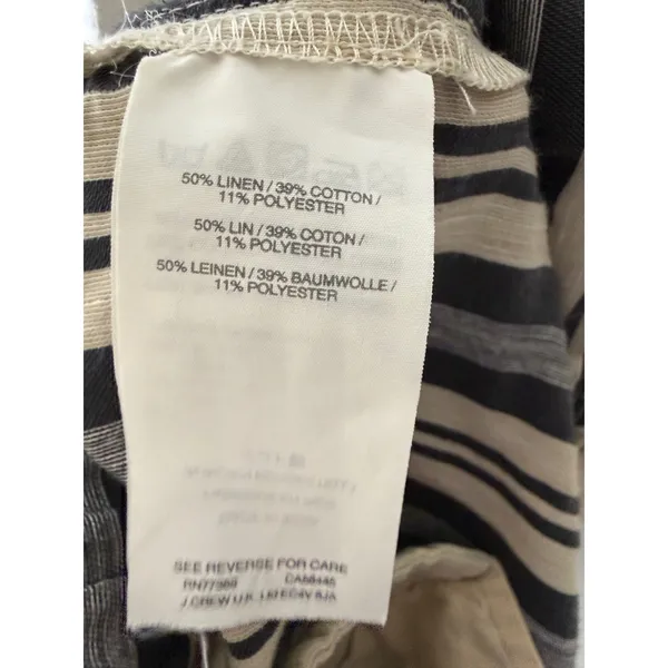 Madewell Linen Blend Grey‎ Black Evelyn Stripes Pull On Shorts Women's M - Image 5
