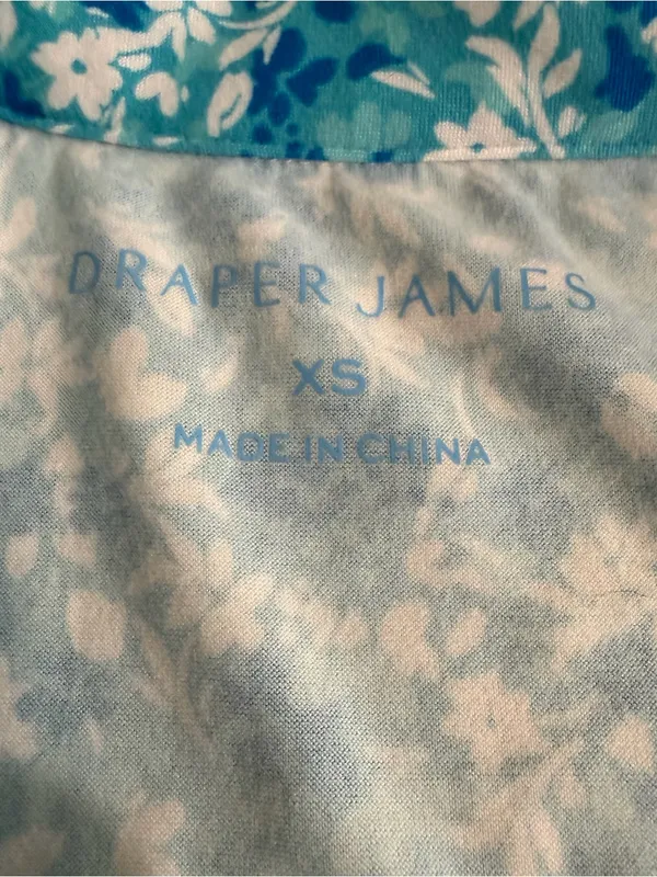 Draper James Turquoise & White Floral Short Sleeve Button Pajama Top - Image 4