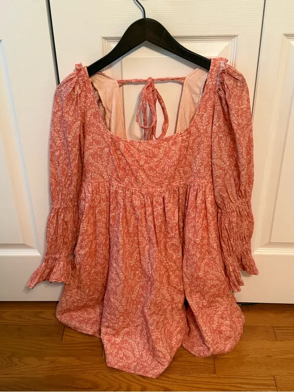 Anthropologie Pilcro Square Neck Babydoll Mini Dress in Pink Floral - Image 3