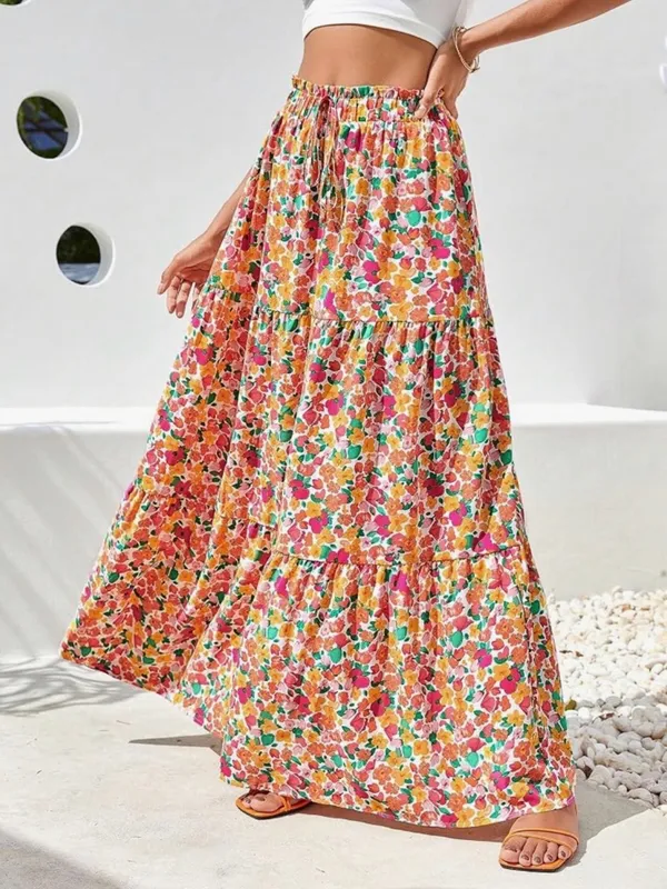 SheIn Multicolor Floral Tiered Maxi Skirt - Image 3