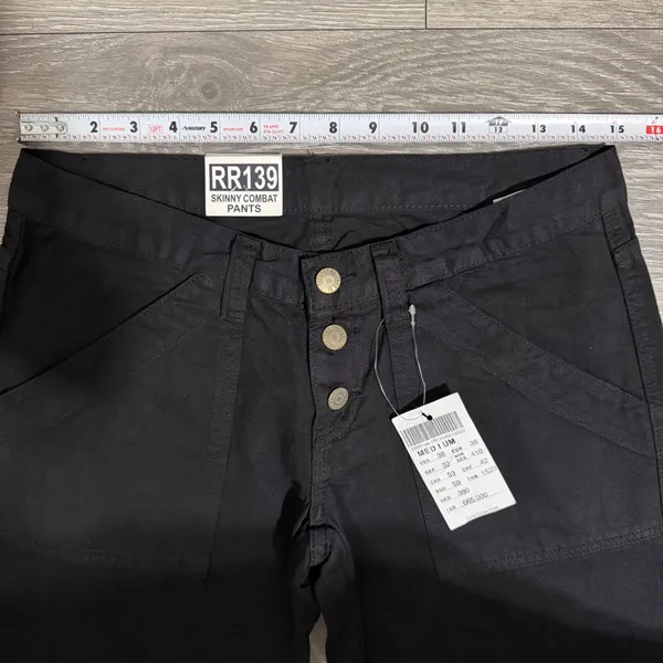 New J Galt Brandy Melville M Black Skinny Combat Pants Low Rise‎ Cargo Punk Y2K - Image 6