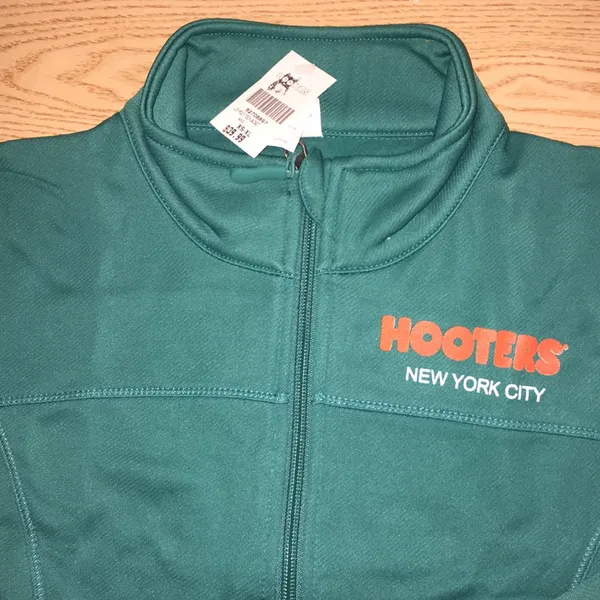 New Womens Hooters Track Jacket from NYC Thumb Size XLarge with Stain - Image 9