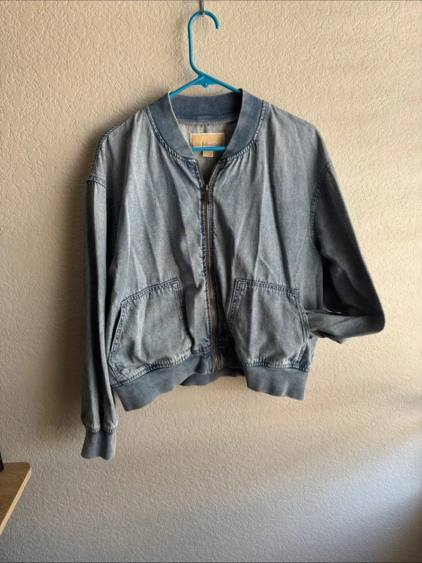 MICHAEL Michael Kors Light Blue Denim Bomber Jacket - Image 2
