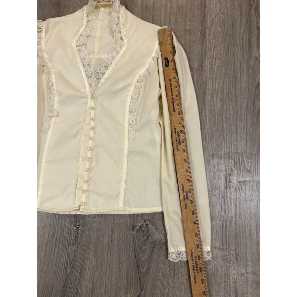 Vtg 70s Gunne Sax Victorian Ruffle Lace Long Sleeve Blouse Edwardian Bridgerton - Image 5