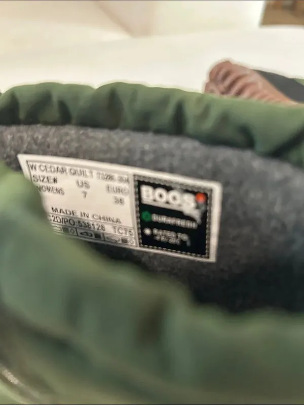 BOGS Cedar Quilt Waterproof boots, Cargo Green, Size 7, NWT no box - Image 10