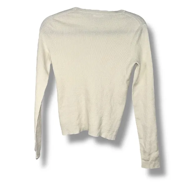 Reformation Cream Ribbed Knit Long Sleeve Top‎ Extra Fine Merino Wool - Image 3