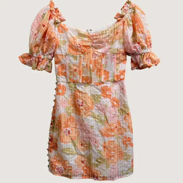 Sabo Skirt Genevive Corset Floral Mini Dress Size Small Offshoulder Ruffle Coquete - Image 2