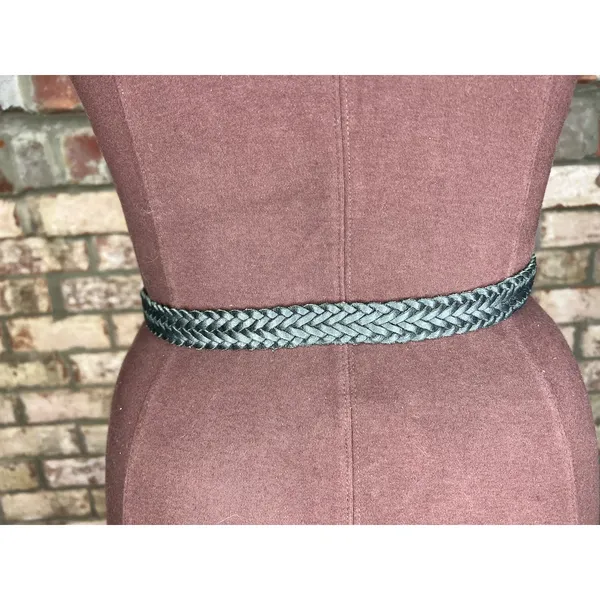split leather belt black 1980s - Image 4