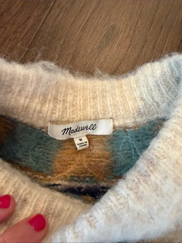 Madewell Sorenna Brushed Checkerboard Sweater in Size Medium - C71-014 - Image 7