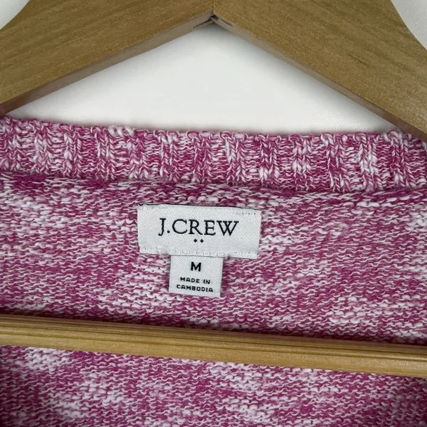 J Crew Womens Pink Marled Cotton Blend Crewneck Sweater Medium Preppy Stretch - Image 4