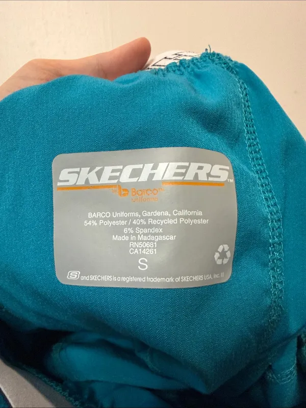 Sketchers by Barco 3 Pocket Stretch Scrub Pants Teal Elastic Waistband Size S - Image 4