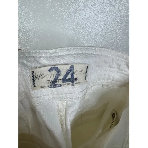 Free People We The Free White Wide Leg Button Fly Patch Pocket Jeans 24 - Image 4