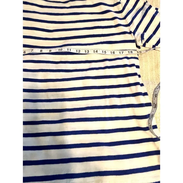 J.Crew Pineapple Stripe Top L Blue White Nautical Embroidered Cotton Shirt - Image 2