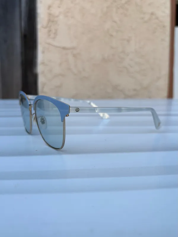 Gucci GG0244S-004 Clubmaster gold and light blue sunglasses - Image 11