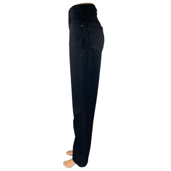 Abercrombie & Fitch 90's Straight Black Ultra High Rise Denim Jeans Pants Sz 25 - Image 2