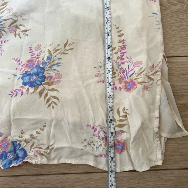 Lucky Brand Floral Printed Slip Dress Midi Cream Blue Size Small - Image 15