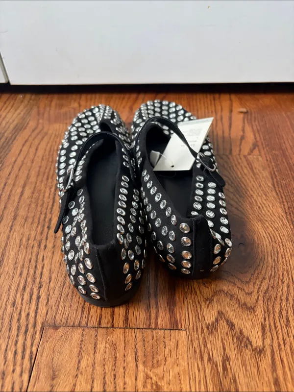 a new day Black Studded Mary Jane Flats size 8 New - Image 6