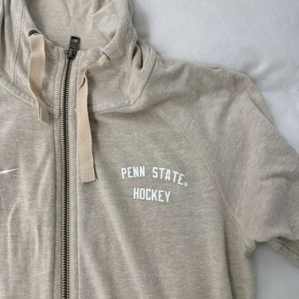 Nike Penn State Hockey Full Zip Cream / Beige Hooded Jacket | Size XS - Image 2