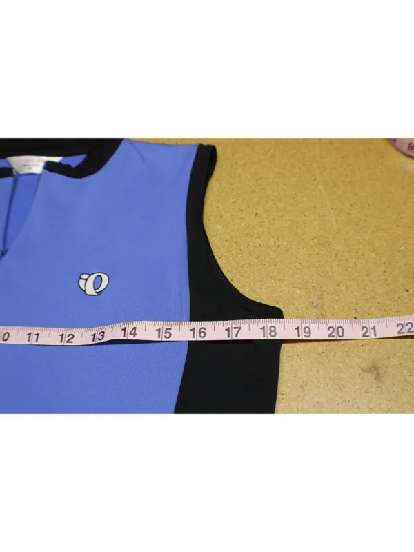 Pearl Izumi Size L Blue Periwinkle Black Sleeveless Cycling Jersey 3 Pocket Back - Image 5