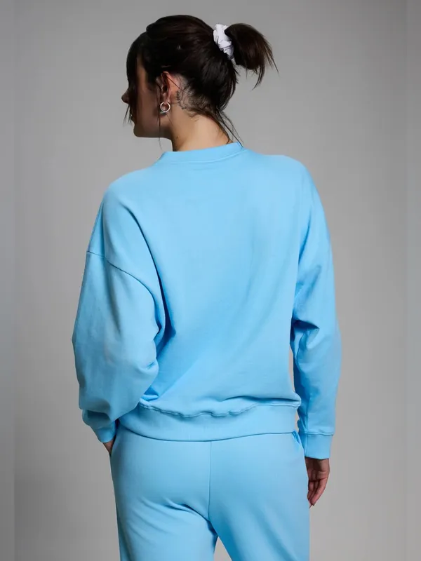YEAR OF OURS Sky Blue Oversized Crewneck Sweatshirt XS/S 100% Cotton - Image 2