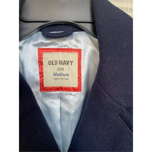 NWT Old Navy Wool Blend Double Breasted Button Down Peacoat Navy Blue M - Image 7