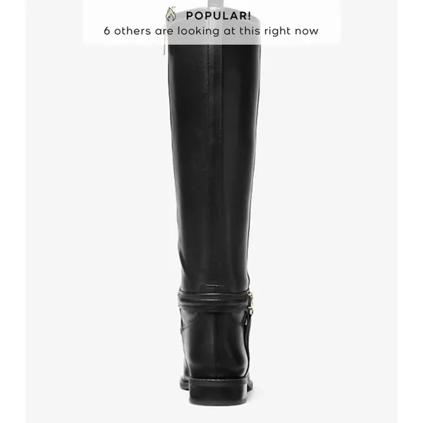 Michael Michael Kors Mindy Flat Leather Boot Black Womens 8 M - Image 3