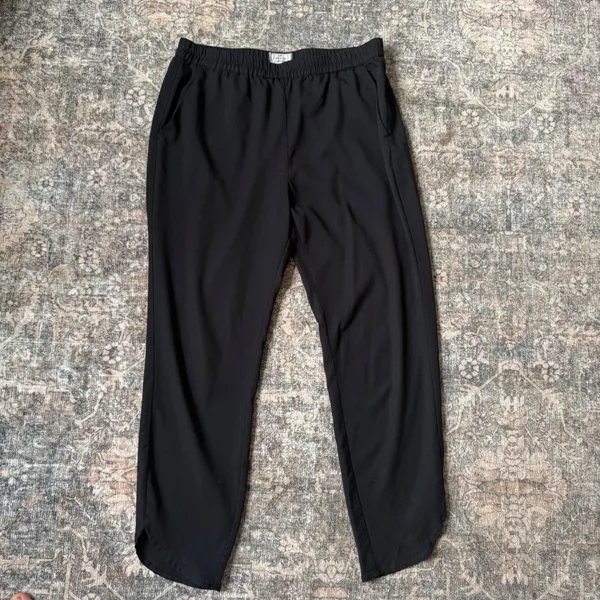 $98 Marine Layer Allison Black Tapered Ankle Pants Elastic Waist Tulip Hem Large - Image 2