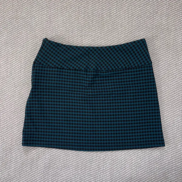 Low Rise Blue Black Plaid Gingham Check y2k Micro Mini Skirt Sz Xs - Image 2