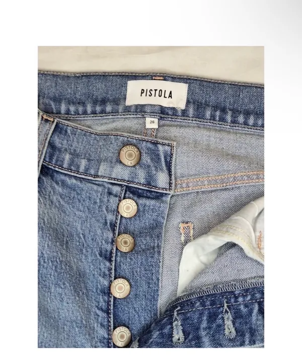 Pistola Women's Size 26 Distressed Cargo Jean Blue Medium Wash Denim Button Fly - Image 3