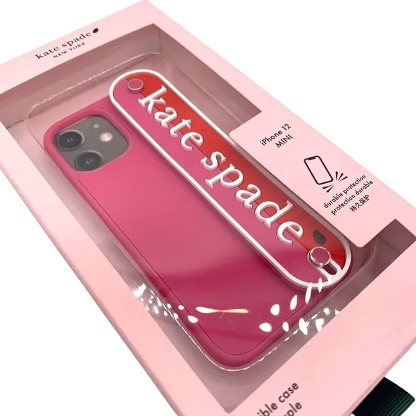 New Kate Spade New York iPhone 12 Mini Pink Flexible case Logo hand strap - Image 2