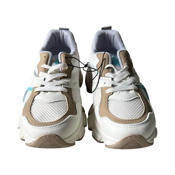 Streetwear Society Womens Chunky Platform Sneakers White Tan‎ Pink Teal Size 8 - Image 2