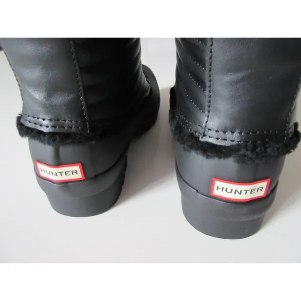 NIB HUNTER Original Shearling Lined Pac in Black Lace-up Rain Boots US 6 $235 - Image 4