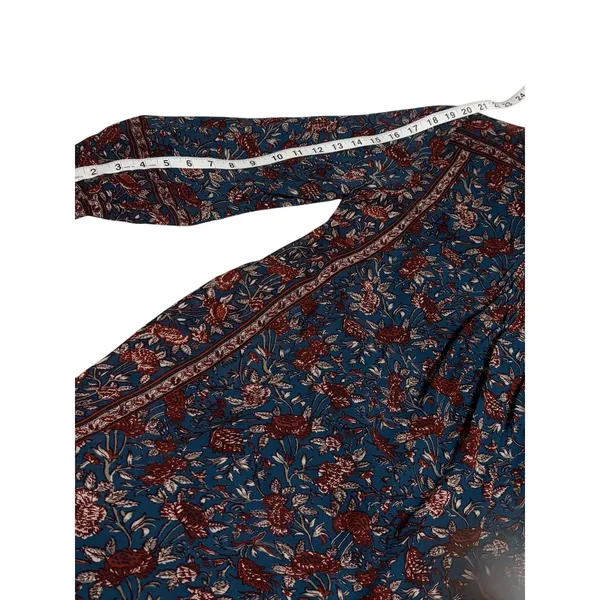 Joie 100% Silk Floral Boho Dress S Blue Burgundy Paisley Print - Image 7