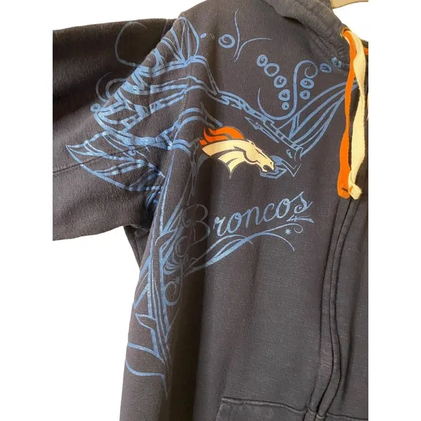 NFL Team‎ Apparel Denver Broncos NFL Women's Full Zip Up Hoodie Sz S (PTP 19") - Image 7