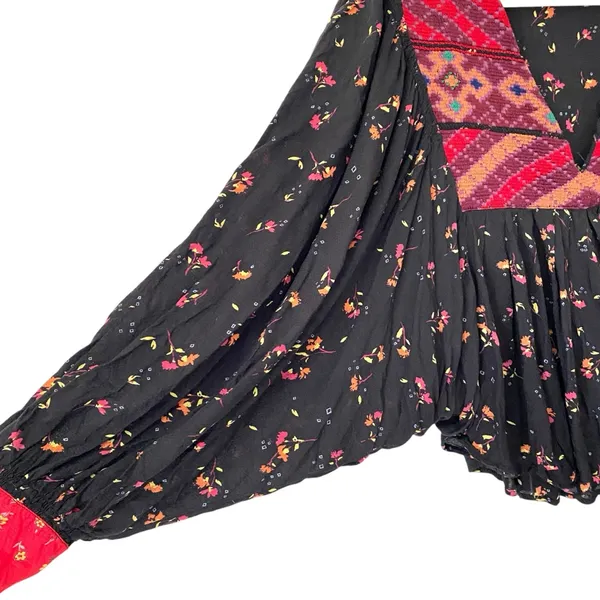 Free People Lady Lou Embroidered Black Blouse size medium Blouse - Image 5