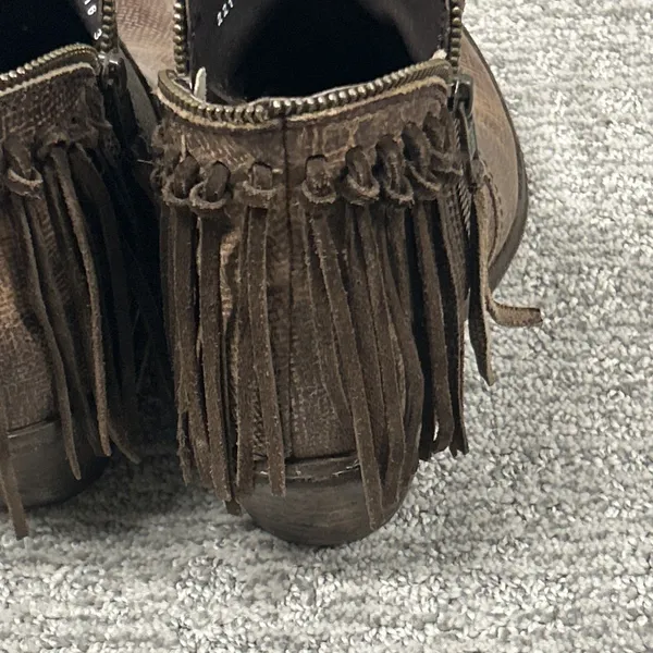 Circle G Corral Fringe Ankle Boots Womens 6 Distressed Leather Western Booties - Image 8