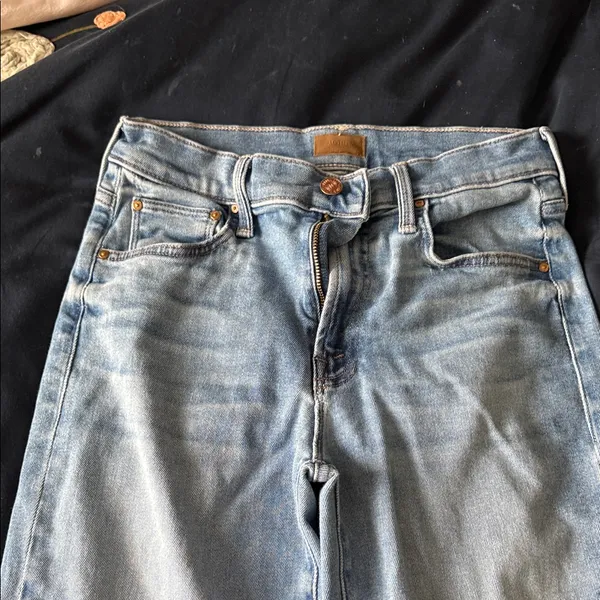 MOTHER Light Blue Wide Leg Jeans - Image 3