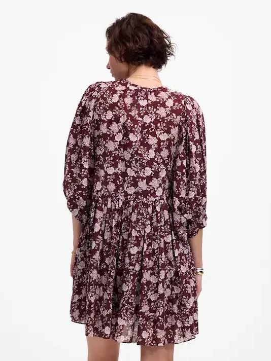Madewell nwt size XL Splitneck Puff-Sleeve Dress in Floral - Image 4