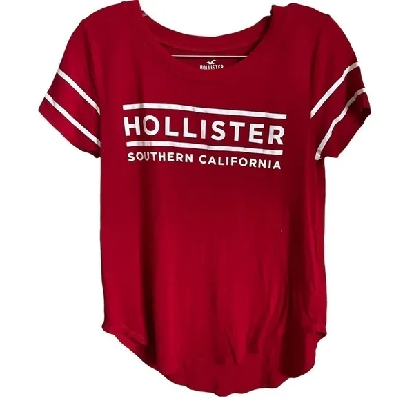 Hollister Easy T Red Spell-out‎ Hi Low T-Shirt - Image 2